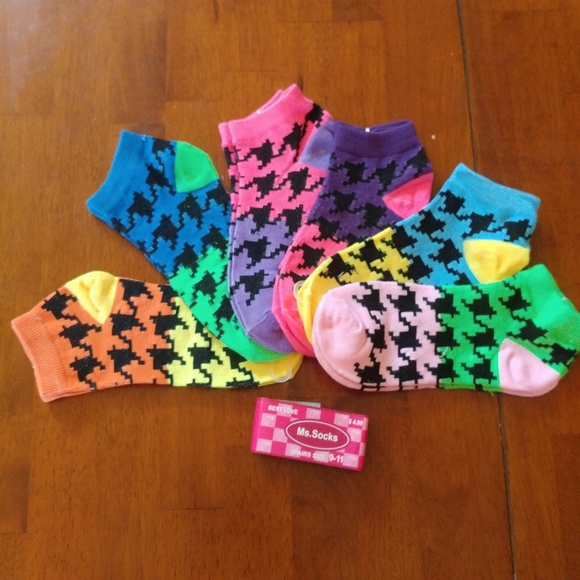 Ms. Socks Accessories - 🌿 Womens Houndstooth Bright Ankle Socks 6 Pair